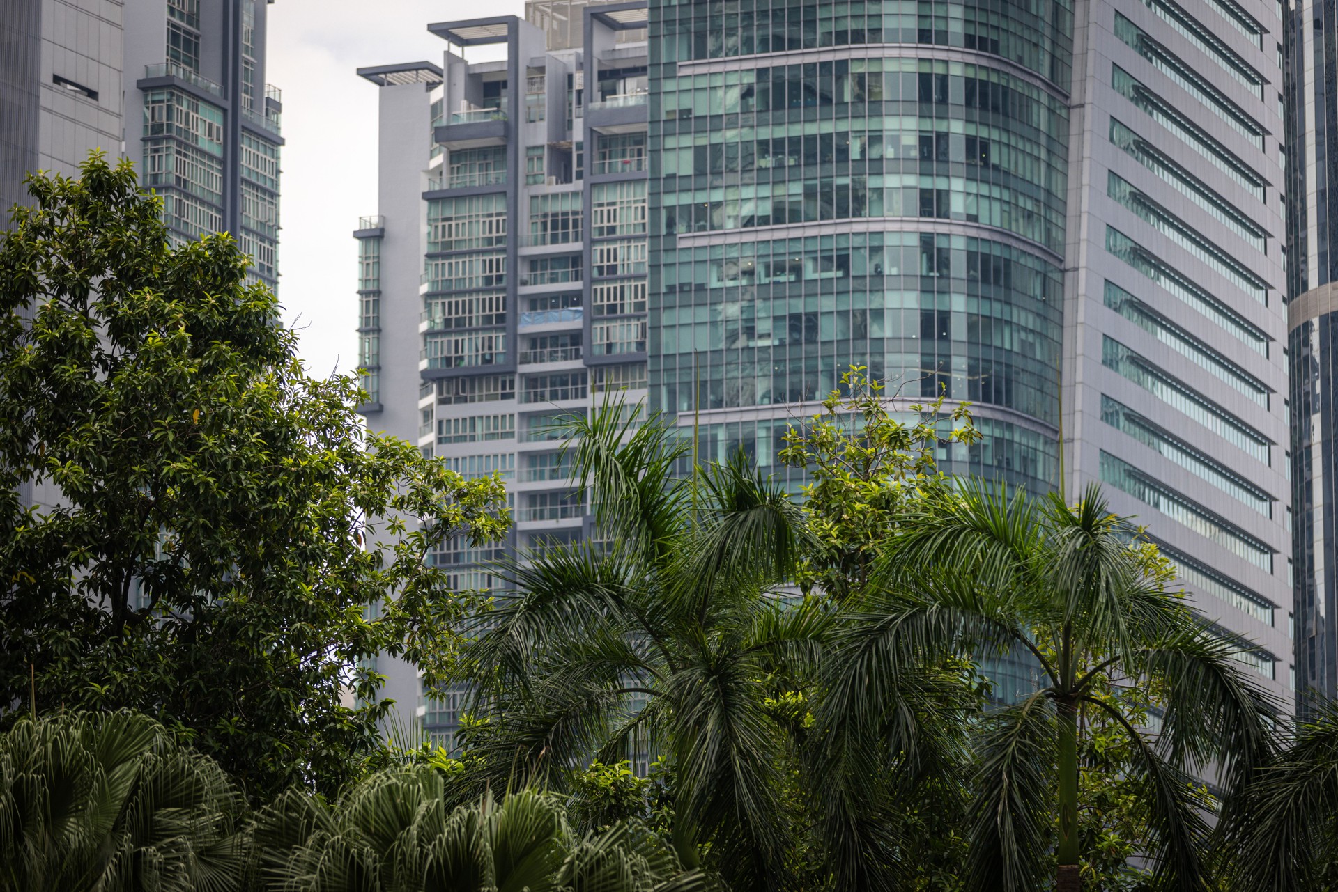 Sustainable resources, green building in city center.